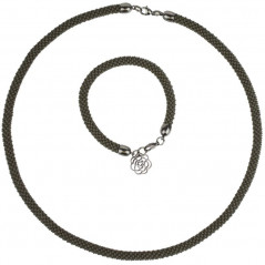 Naszyjnik z bransoletką z zawieszką w kształcie róży
