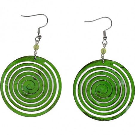 Kolczyki ręcznie wykonane, zielona tonacja Green Circle