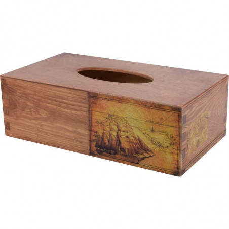 Stulowy chustecznik - drewniane pudełko na chusteczki ozdobione decoupage morski motyw