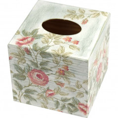 Chustecznik - drewniane pudełko na chusteczki ozdobione kwiatami