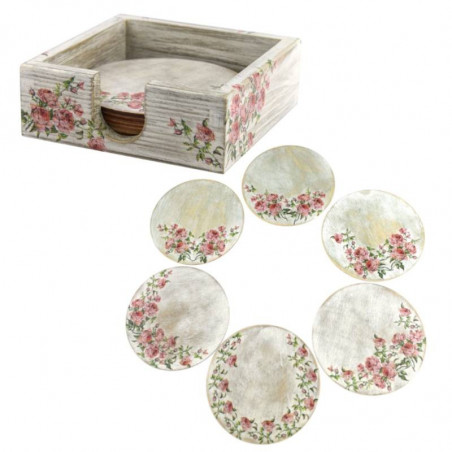 A set of round coasters in a gift box