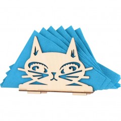 wooden napkin holder with an image of a cat