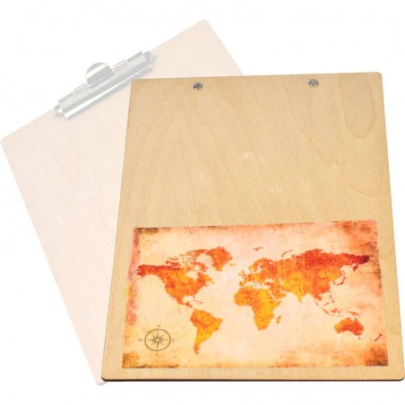 Decorative stand A4 clipboard for home and office old map