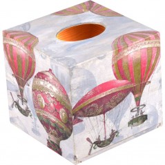 Chustecznik - drewniane pudełko na chusteczki ozdobione widokiem balonów