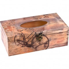 Chustecznik, prostokątne drewniane pudełko na chusteczki, ozdobione
